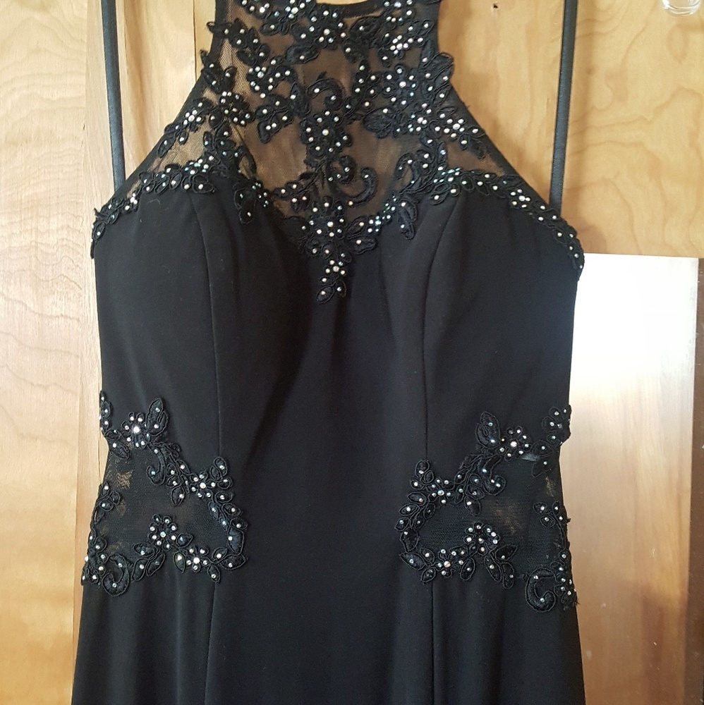 Stunning black halter top ball/prom dress